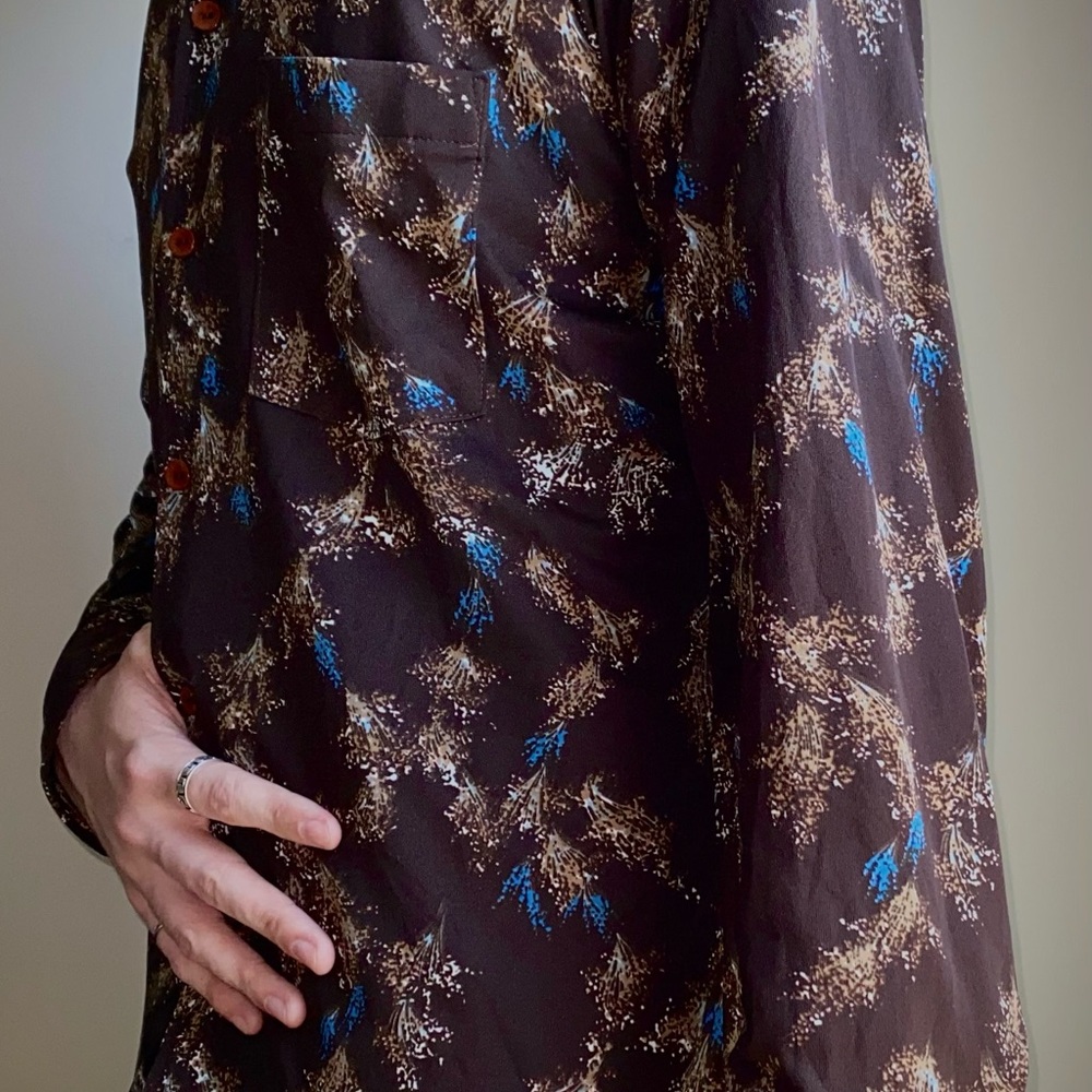 Vintage Brown Collar Button Up